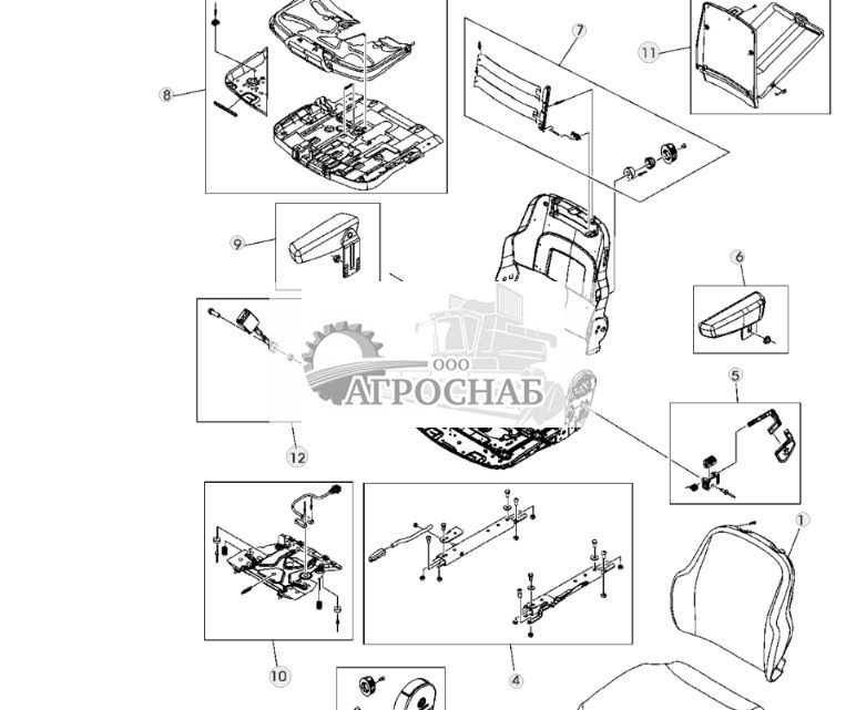 ПОДУШКА СИДЕНЬЯ ОПЕРАТОРА, ПОДЛОКОТНИК И КРЕПЛЕНИЯ (КАБИНА) - ST305334 529.jpg